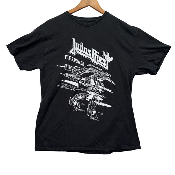 Men's Judas Priest Firepower Promo Album Concert Tour Black Authentic T Shirt L - Picture 1 of 3